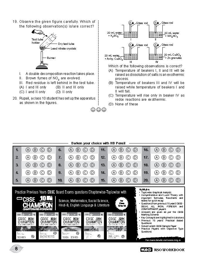 Class 10 NSO National Science Olympiad Work Book - MTG