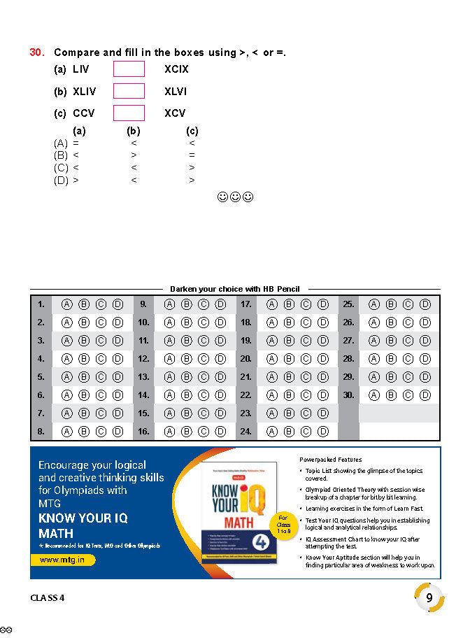 Class 4 IMO International Mathematics Olympiad Work Book - MTG