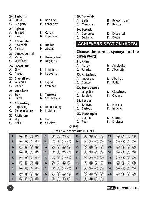Class 8 IEO International English Olympiad Work Book with MCQs and Achievers Section - MTG