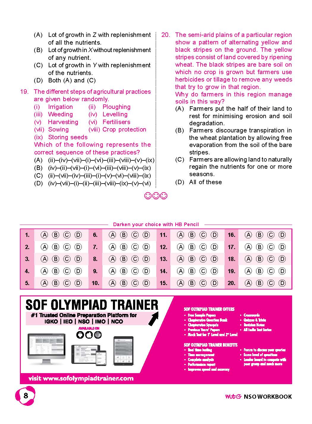 Class 8 NSO National Science Olympiad Work Book - MTG
