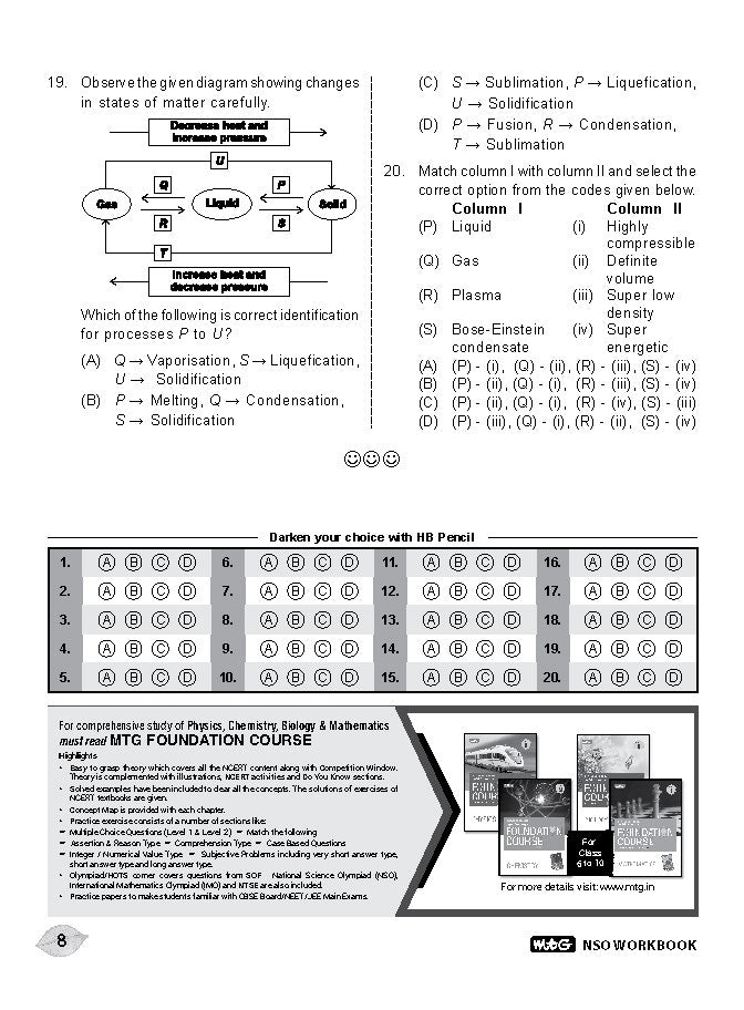 Class 9 NSO National Science Olympiad Work Book - MTG