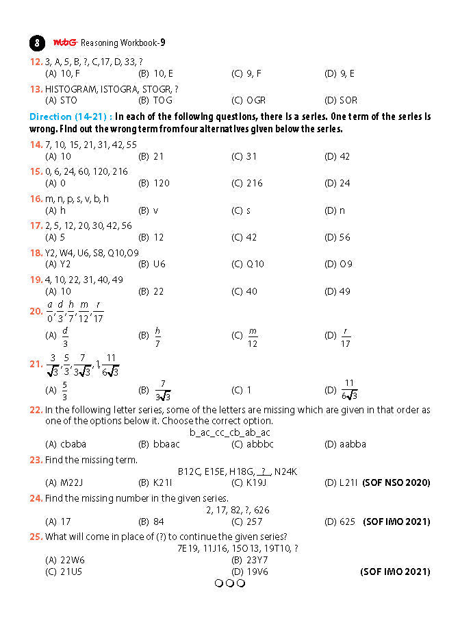 Class 9 Olympiad Reasoning Work Book - MTG