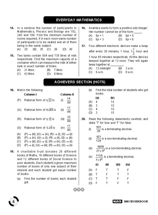 Class 10 IMO International Mathematics Olympiad Work Book - MTG