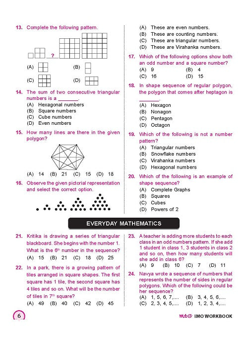 Class 6 IMO International Mathematics Olympiad Work Book - MTG