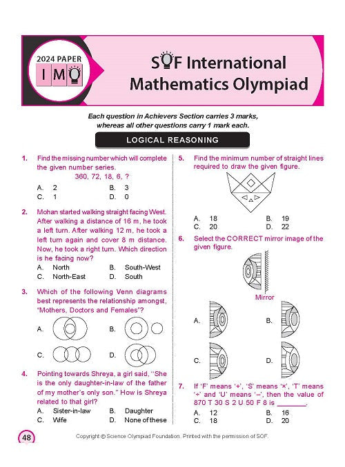 Class 6 IMO International Mathematics Olympiad Work Book - MTG