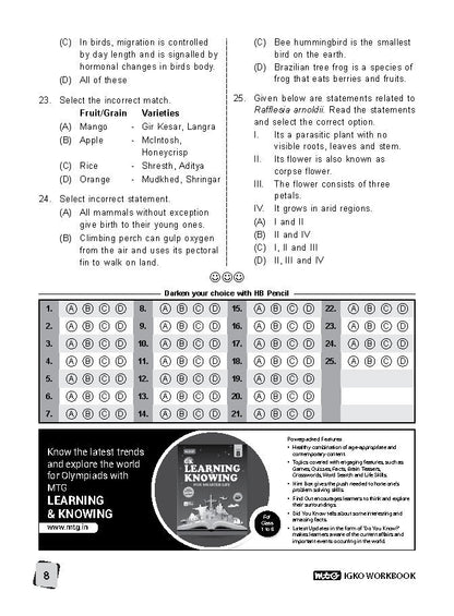 Class 8 IGKO International General Knowledge Olympiad Work Book - MTG