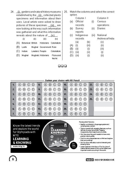 Class 8 ISSO International Social Studies Olympiad Work Book - MTG