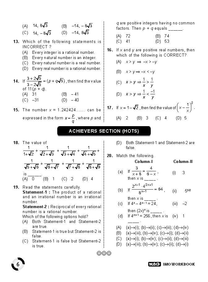Class 9 IMO International Mathematics Olympiad Work Book - MTG
