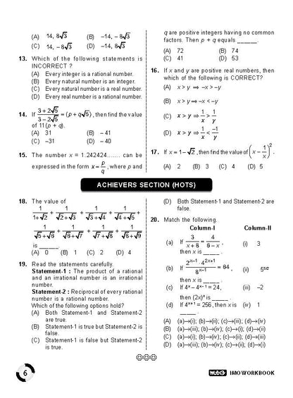 Class 9 IMO International Mathematics Olympiad Work Book - MTG